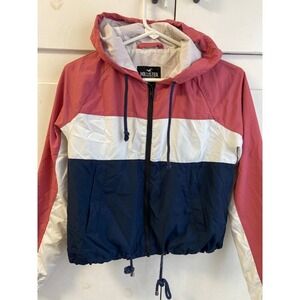 Hollister Jacket Colorblock Striped Hooded Cropped Lightweight Jacket XS